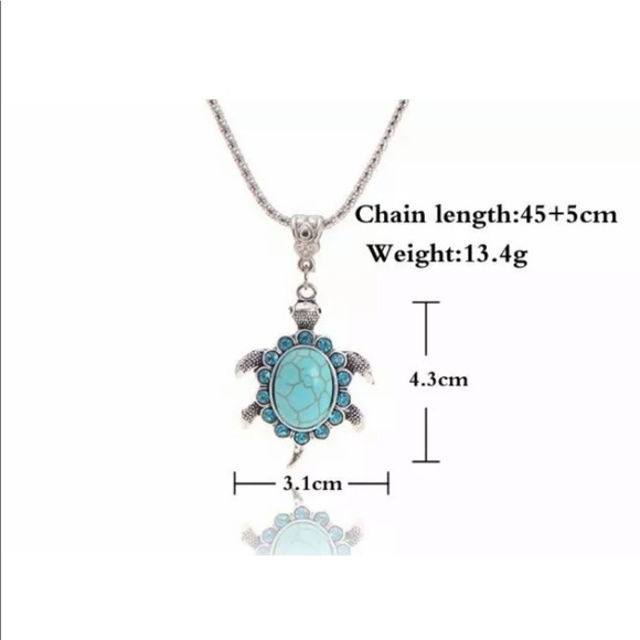 Women’s Boho Turquoise Rhinestone Turtle Necklace - Picture 5 of 8